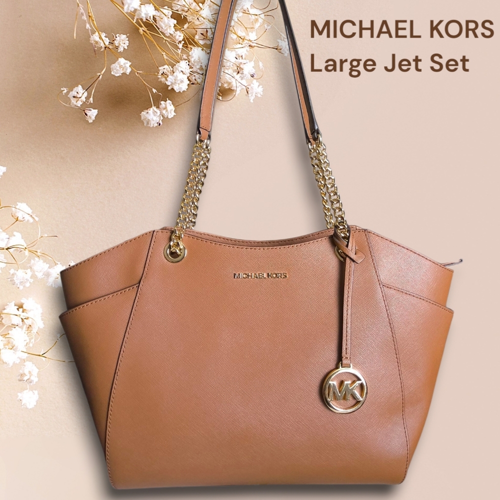 Michael Kors Large Jet Set British Tan Shoulder Bag - Neutral Office Work Bag